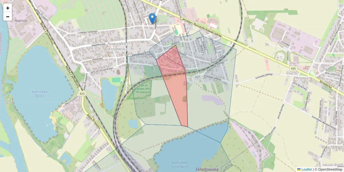 Szczegółowa mapa kodu pocztowego 45-553 z granicami, sąsiednimi kodami pocztowymi i urzędami pocztowymi