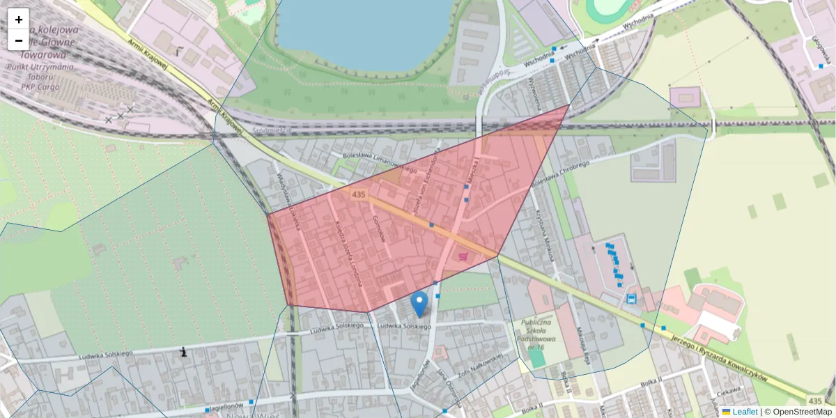 Szczegółowa mapa kodu pocztowego 45-561 z granicami, sąsiednimi kodami pocztowymi i urzędami pocztowymi