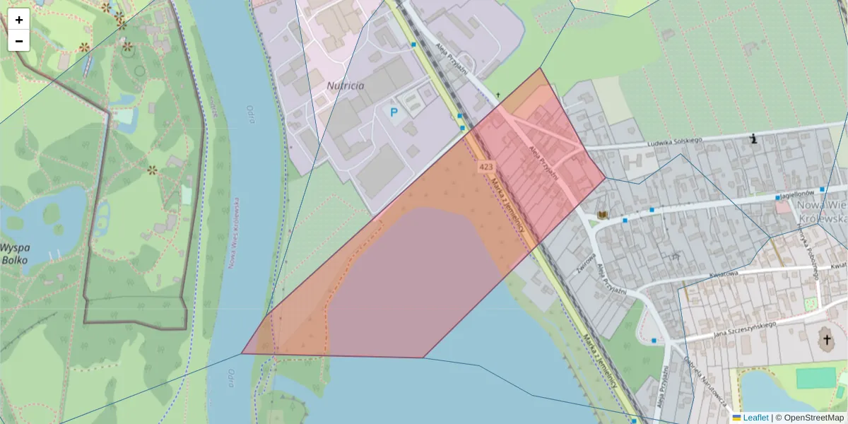 Szczegółowa mapa kodu pocztowego 45-573 z granicami, sąsiednimi kodami pocztowymi i urzędami pocztowymi