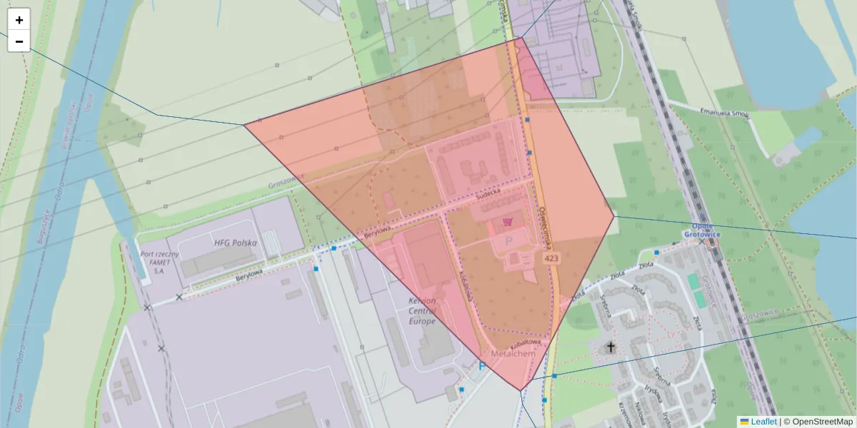 Szczegółowa mapa kodu pocztowego 45-642 z granicami, sąsiednimi kodami pocztowymi i urzędami pocztowymi