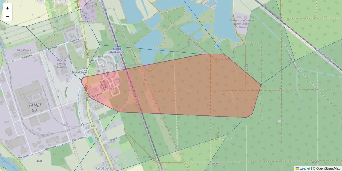 Szczegółowa mapa kodu pocztowego 45-655 z granicami, sąsiednimi kodami pocztowymi i urzędami pocztowymi