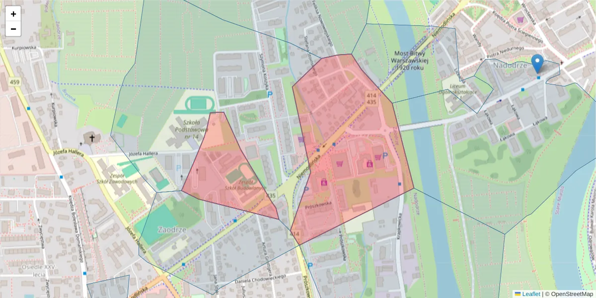 Szczegółowa mapa kodu pocztowego 45-710 z granicami, sąsiednimi kodami pocztowymi i urzędami pocztowymi