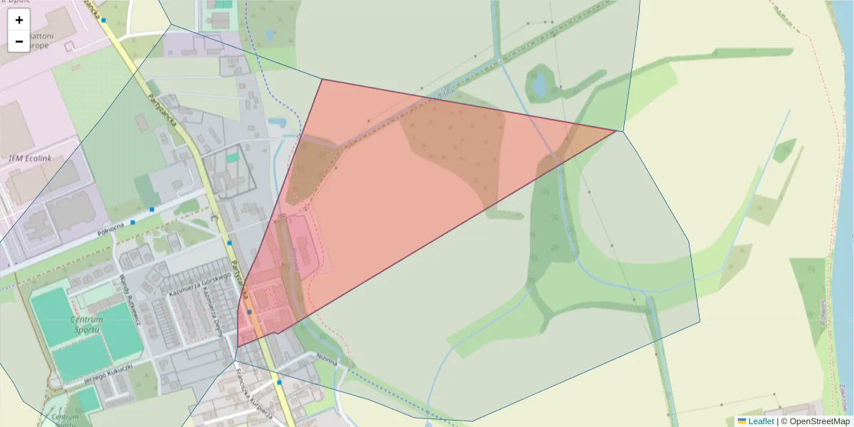 Szczegółowa mapa kodu pocztowego 45-802 z granicami, sąsiednimi kodami pocztowymi i urzędami pocztowymi