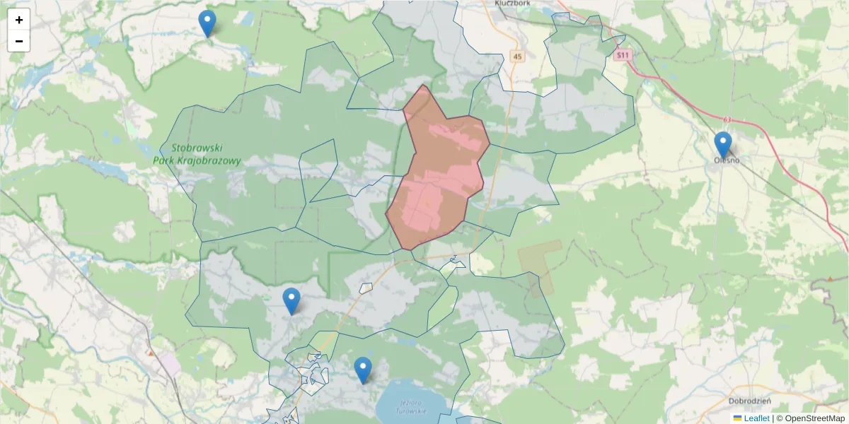 Szczegółowa mapa kodu pocztowego 46-027 z granicami, sąsiednimi kodami pocztowymi i urzędami pocztowymi