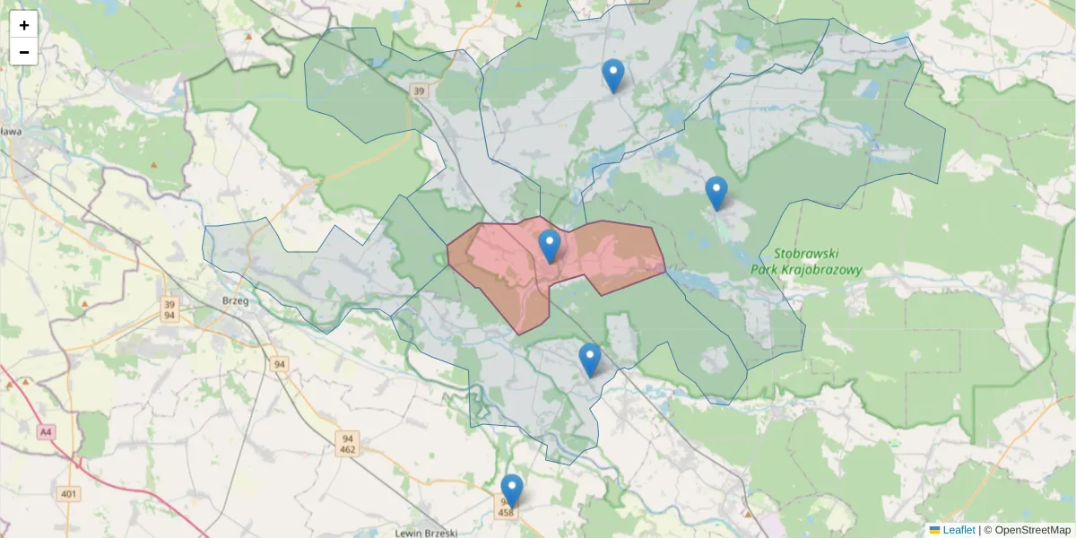 Szczegółowa mapa kodu pocztowego 46-037 z granicami, sąsiednimi kodami pocztowymi i urzędami pocztowymi