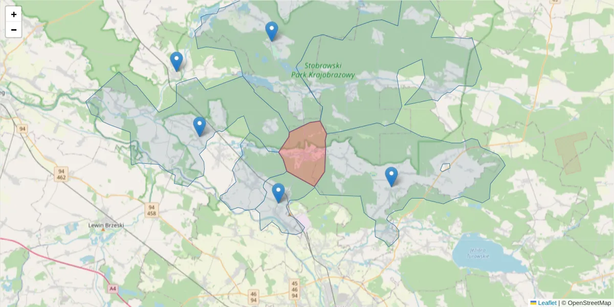 Szczegółowa mapa kodu pocztowego 46-082 z granicami, sąsiednimi kodami pocztowymi i urzędami pocztowymi