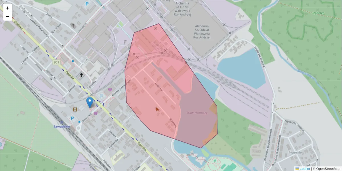 Szczegółowa mapa kodu pocztowego 46-120 z granicami, sąsiednimi kodami pocztowymi i urzędami pocztowymi