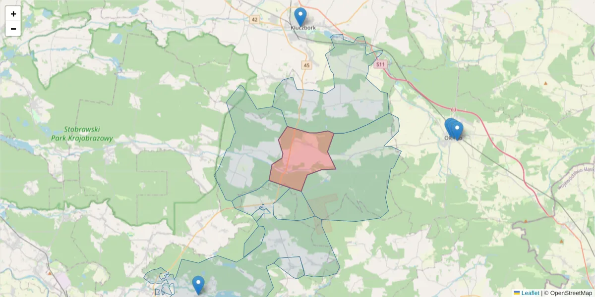 Szczegółowa mapa kodu pocztowego 46-282 z granicami, sąsiednimi kodami pocztowymi i urzędami pocztowymi