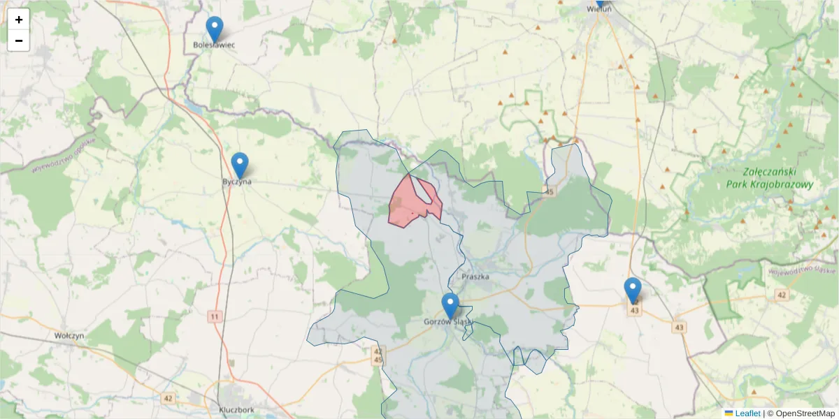 Szczegółowa mapa kodu pocztowego 46-317 z granicami, sąsiednimi kodami pocztowymi i urzędami pocztowymi
