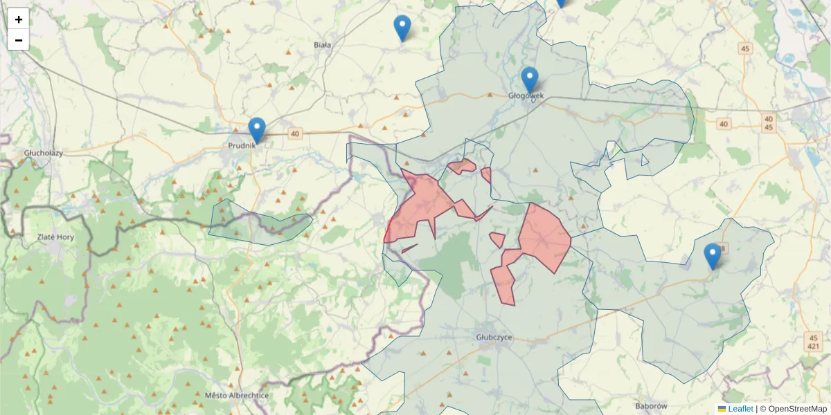 Szczegółowa mapa kodu pocztowego 48-118 z granicami, sąsiednimi kodami pocztowymi i urzędami pocztowymi