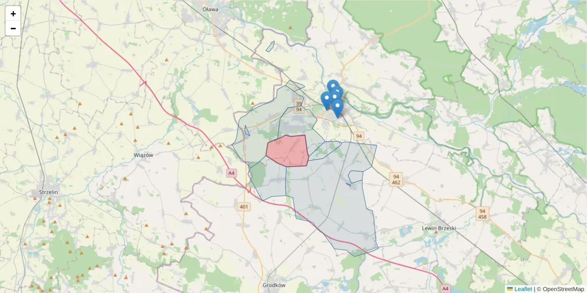 Szczegółowa mapa kodu pocztowego 49-317 z granicami, sąsiednimi kodami pocztowymi i urzędami pocztowymi
