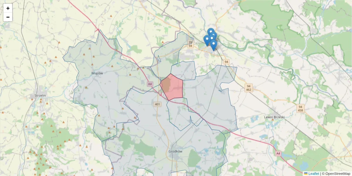 Szczegółowa mapa kodu pocztowego 49-351 z granicami, sąsiednimi kodami pocztowymi i urzędami pocztowymi