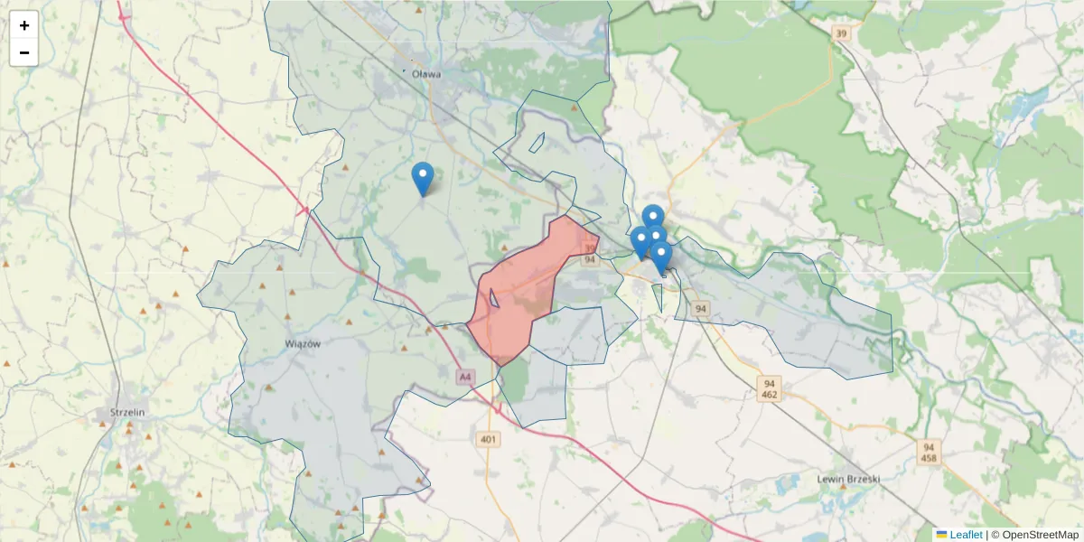 Szczegółowa mapa kodu pocztowego 49-353 z granicami, sąsiednimi kodami pocztowymi i urzędami pocztowymi
