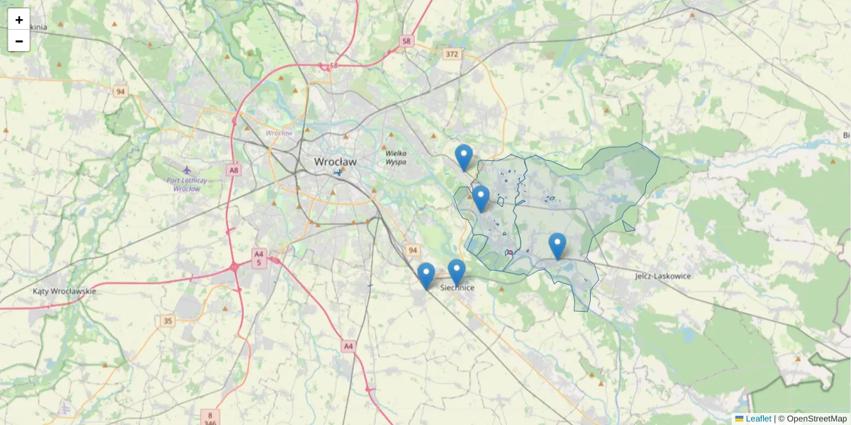 Szczegółowa mapa kodu pocztowego 50-003 z granicami, sąsiednimi kodami pocztowymi i urzędami pocztowymi