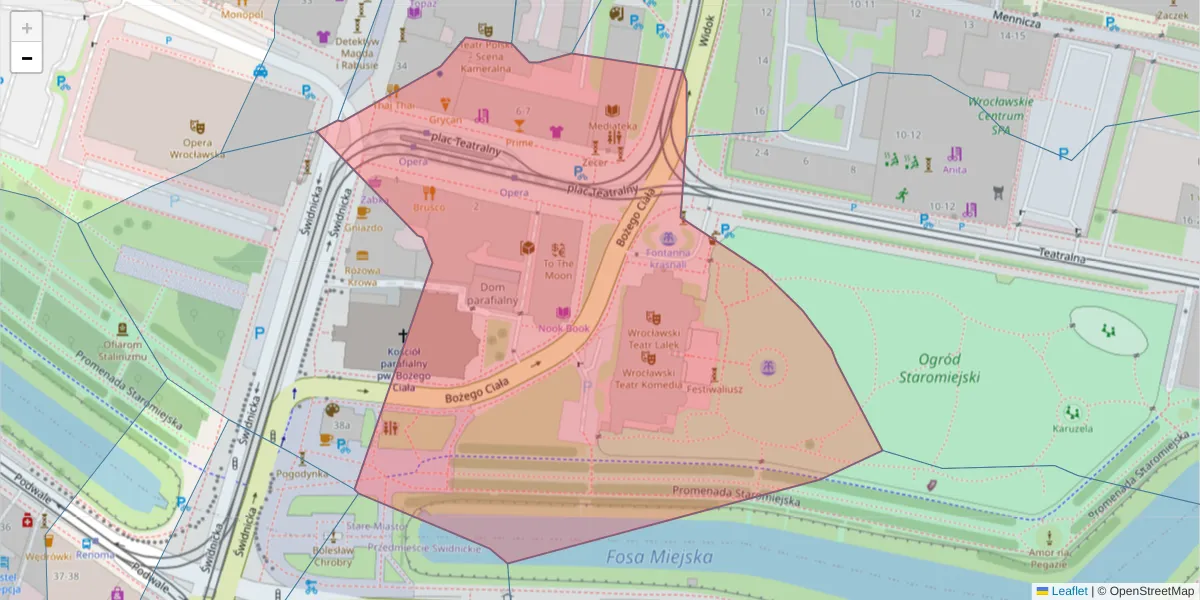 Szczegółowa mapa kodu pocztowego 50-051 z granicami, sąsiednimi kodami pocztowymi i urzędami pocztowymi
