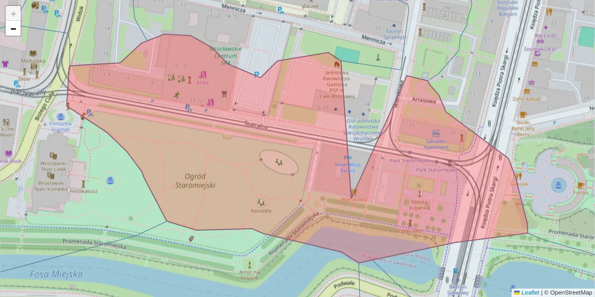 Szczegółowa mapa kodu pocztowego 50-055 z granicami, sąsiednimi kodami pocztowymi i urzędami pocztowymi