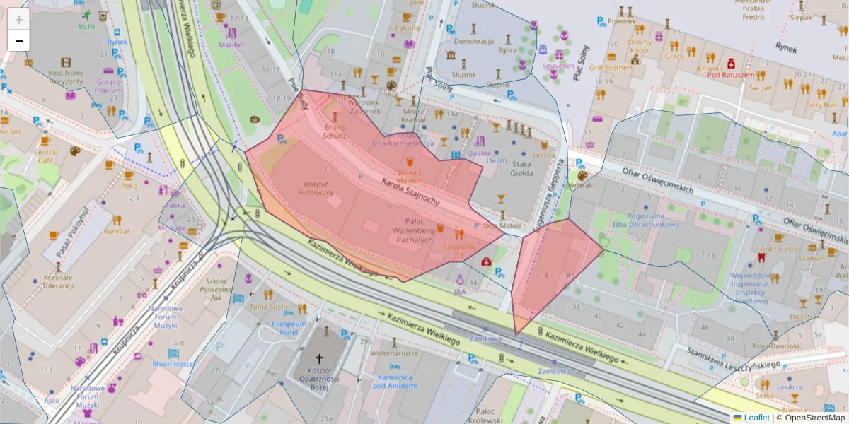 Szczegółowa mapa kodu pocztowego 50-076 z granicami, sąsiednimi kodami pocztowymi i urzędami pocztowymi