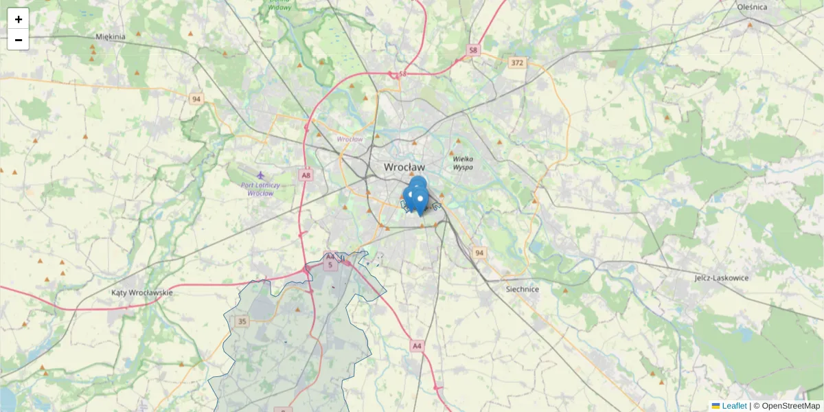 Szczegółowa mapa kodu pocztowego 50-566 z granicami, sąsiednimi kodami pocztowymi i urzędami pocztowymi