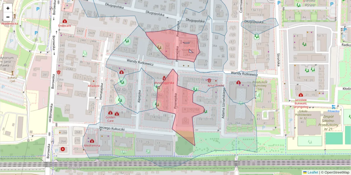 Szczegółowa mapa kodu pocztowego 50-574 z granicami, sąsiednimi kodami pocztowymi i urzędami pocztowymi