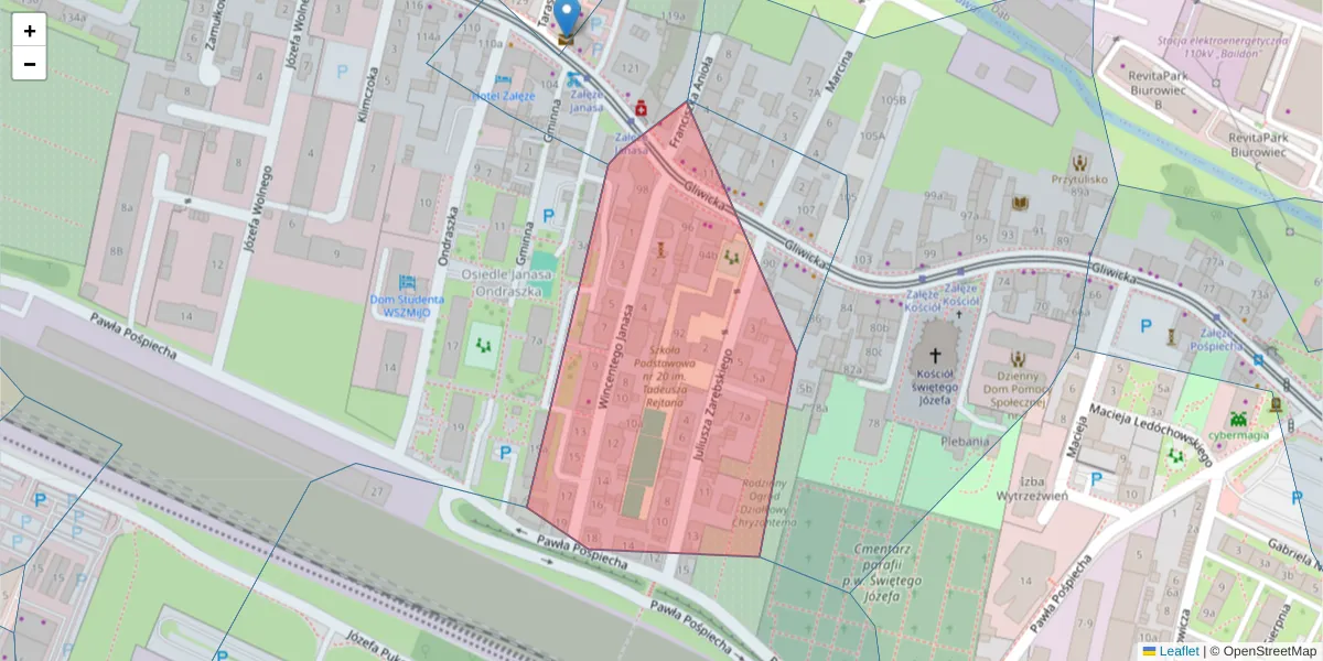 Szczegółowa mapa kodu pocztowego 50-855 z granicami, sąsiednimi kodami pocztowymi i urzędami pocztowymi