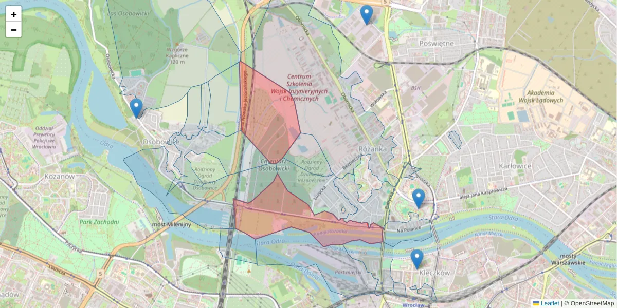 Szczegółowa mapa kodu pocztowego 51-110 z granicami, sąsiednimi kodami pocztowymi i urzędami pocztowymi
