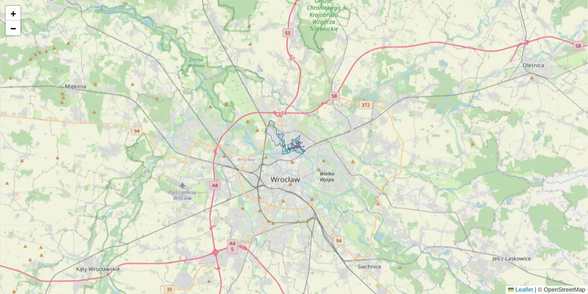 Szczegółowa mapa kodu pocztowego 51-137 z granicami, sąsiednimi kodami pocztowymi i urzędami pocztowymi