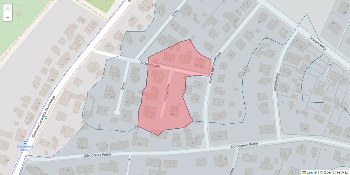 Szczegółowa mapa kodu pocztowego 51-220 z granicami, sąsiednimi kodami pocztowymi i urzędami pocztowymi