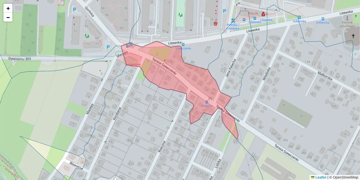 Szczegółowa mapa kodu pocztowego 51-350 z granicami, sąsiednimi kodami pocztowymi i urzędami pocztowymi