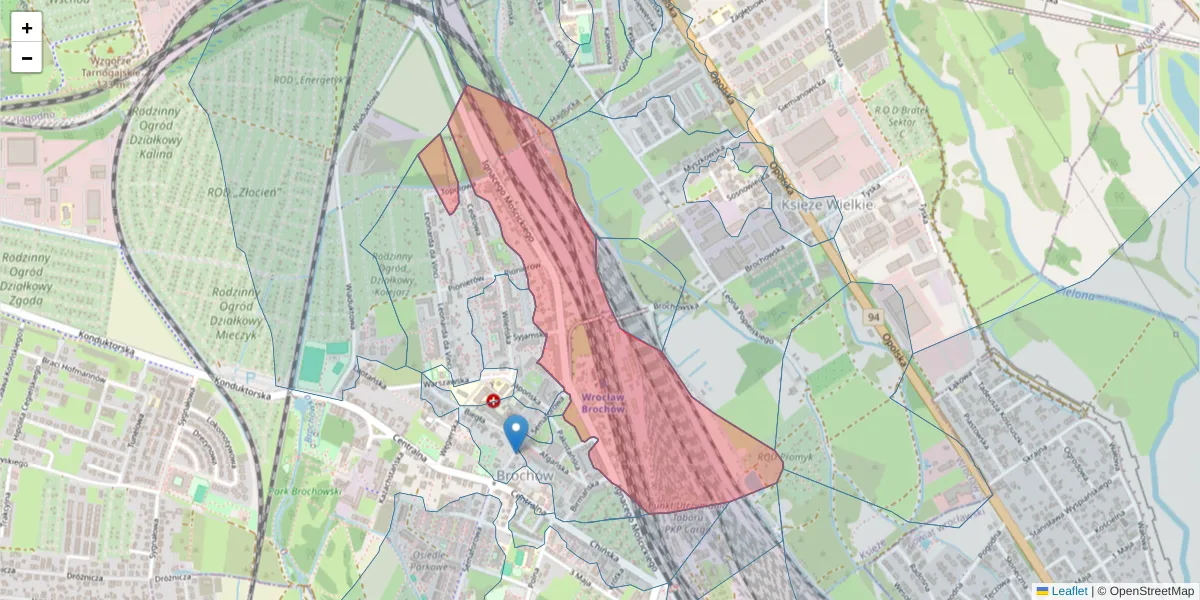 Szczegółowa mapa kodu pocztowego 52-110 z granicami, sąsiednimi kodami pocztowymi i urzędami pocztowymi