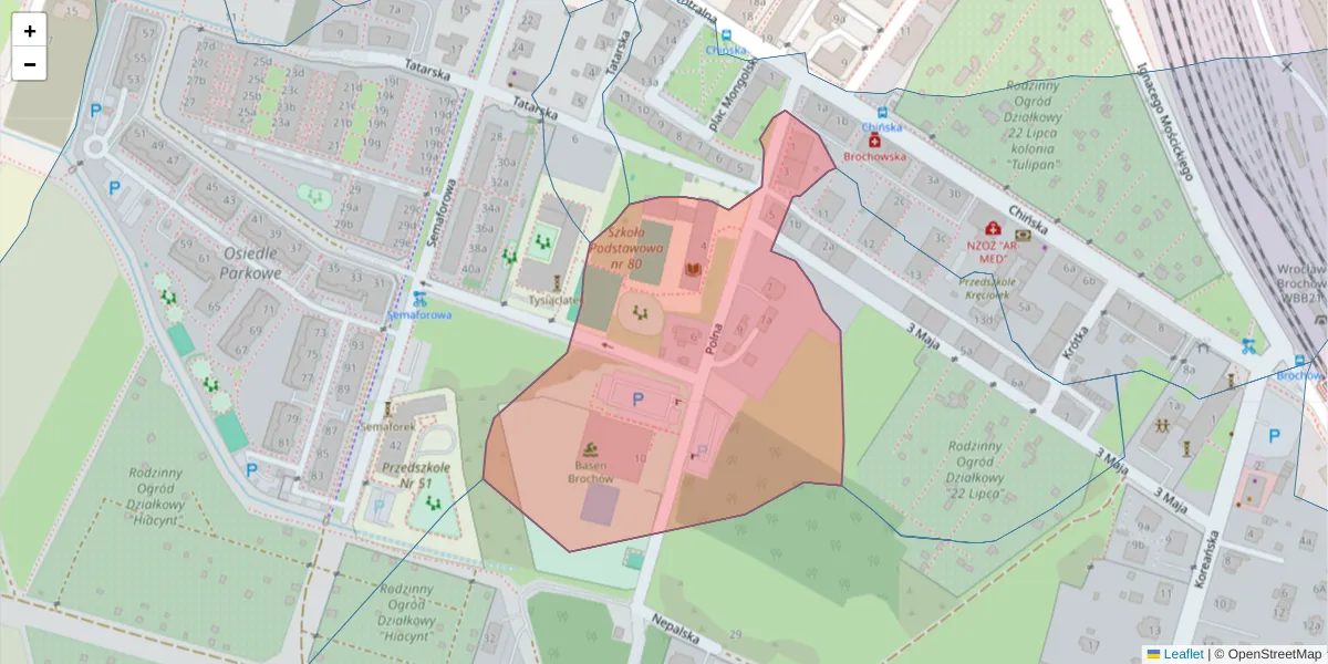 Szczegółowa mapa kodu pocztowego 52-120 z granicami, sąsiednimi kodami pocztowymi i urzędami pocztowymi