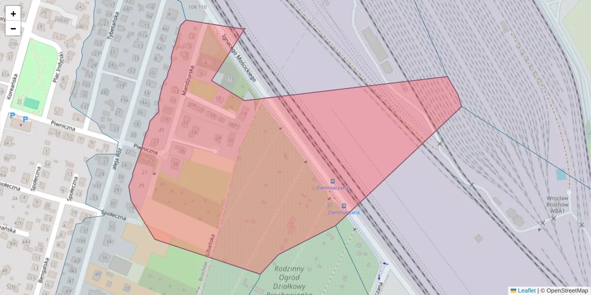Szczegółowa mapa kodu pocztowego 52-124 z granicami, sąsiednimi kodami pocztowymi i urzędami pocztowymi