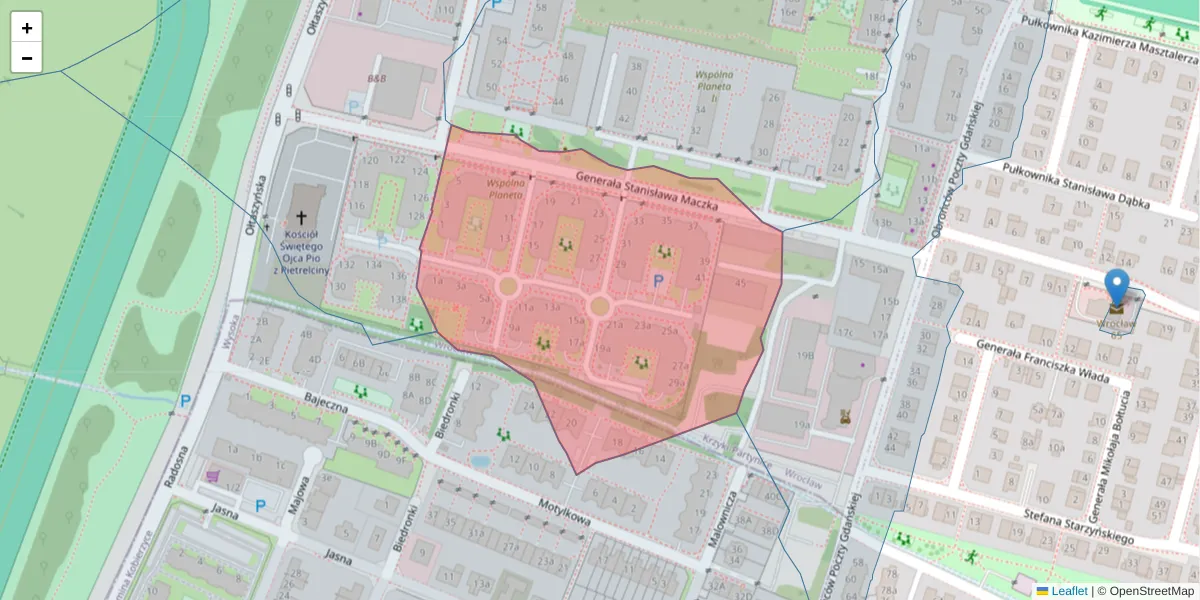 Szczegółowa mapa kodu pocztowego 52-201 z granicami, sąsiednimi kodami pocztowymi i urzędami pocztowymi