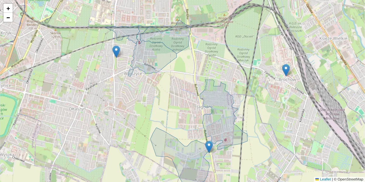 Szczegółowa mapa kodu pocztowego 52-239 z granicami, sąsiednimi kodami pocztowymi i urzędami pocztowymi