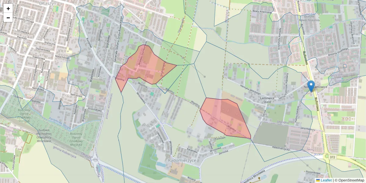 Szczegółowa mapa kodu pocztowego 52-258 z granicami, sąsiednimi kodami pocztowymi i urzędami pocztowymi