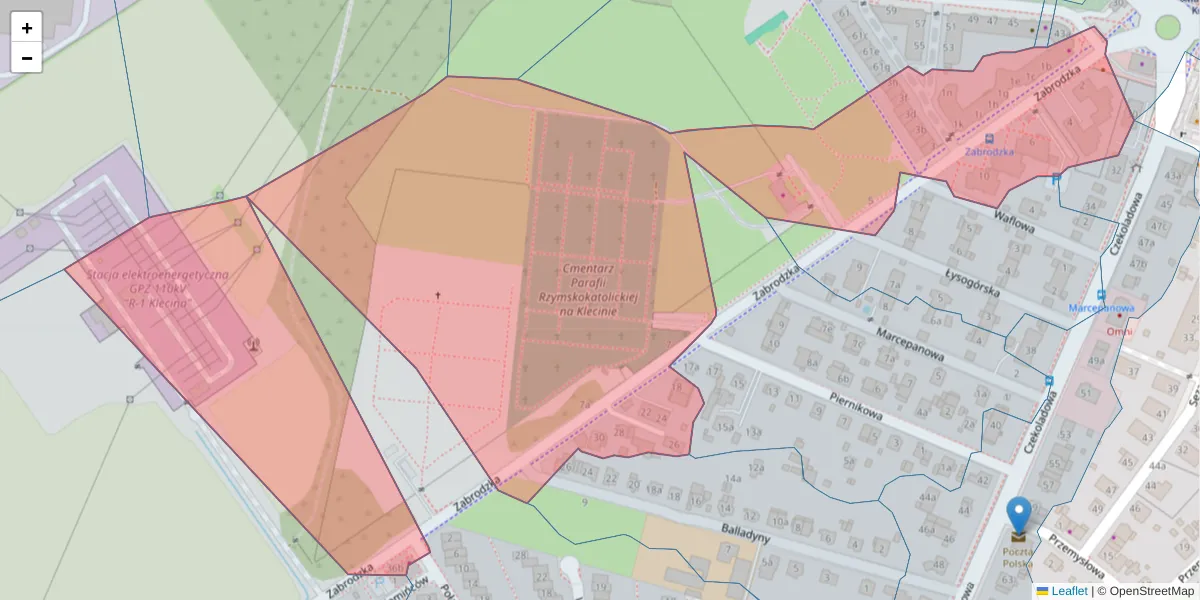 Szczegółowa mapa kodu pocztowego 52-336 z granicami, sąsiednimi kodami pocztowymi i urzędami pocztowymi