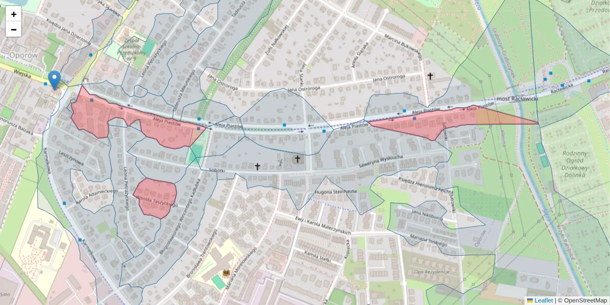 Szczegółowa mapa kodu pocztowego 52-425 z granicami, sąsiednimi kodami pocztowymi i urzędami pocztowymi