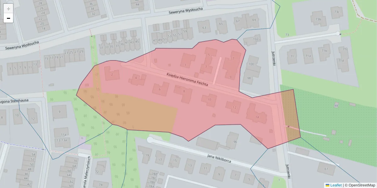 Szczegółowa mapa kodu pocztowego 52-443 z granicami, sąsiednimi kodami pocztowymi i urzędami pocztowymi