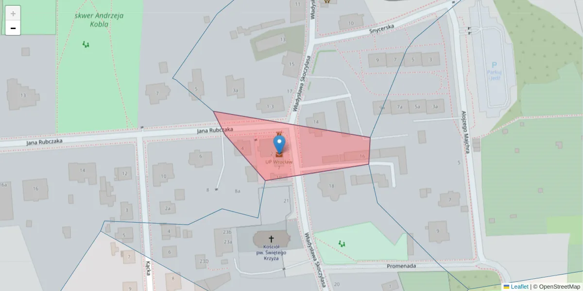 Szczegółowa mapa kodu pocztowego 54-003 z granicami, sąsiednimi kodami pocztowymi i urzędami pocztowymi