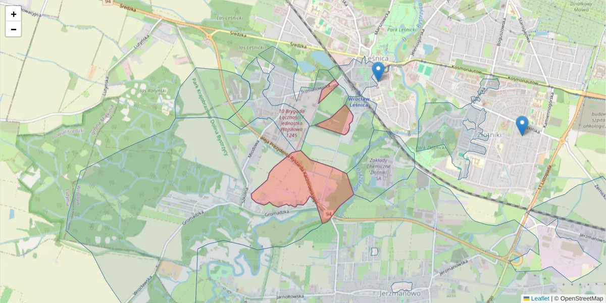 Szczegółowa mapa kodu pocztowego 54-006 z granicami, sąsiednimi kodami pocztowymi i urzędami pocztowymi