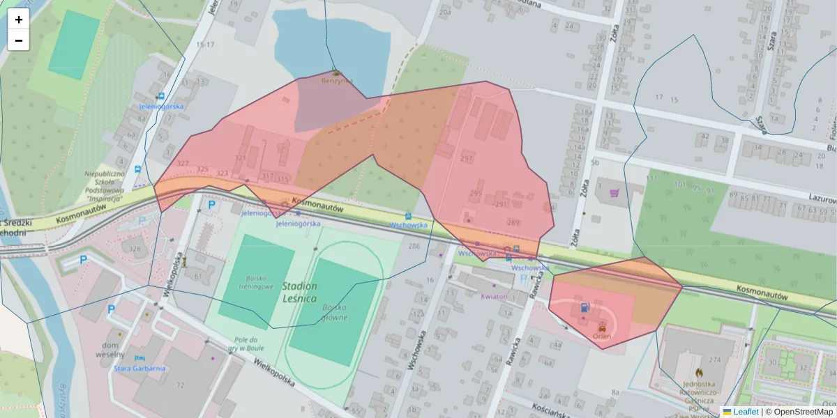 Szczegółowa mapa kodu pocztowego 54-041 z granicami, sąsiednimi kodami pocztowymi i urzędami pocztowymi