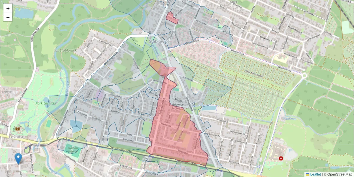 Szczegółowa mapa kodu pocztowego 54-046 z granicami, sąsiednimi kodami pocztowymi i urzędami pocztowymi