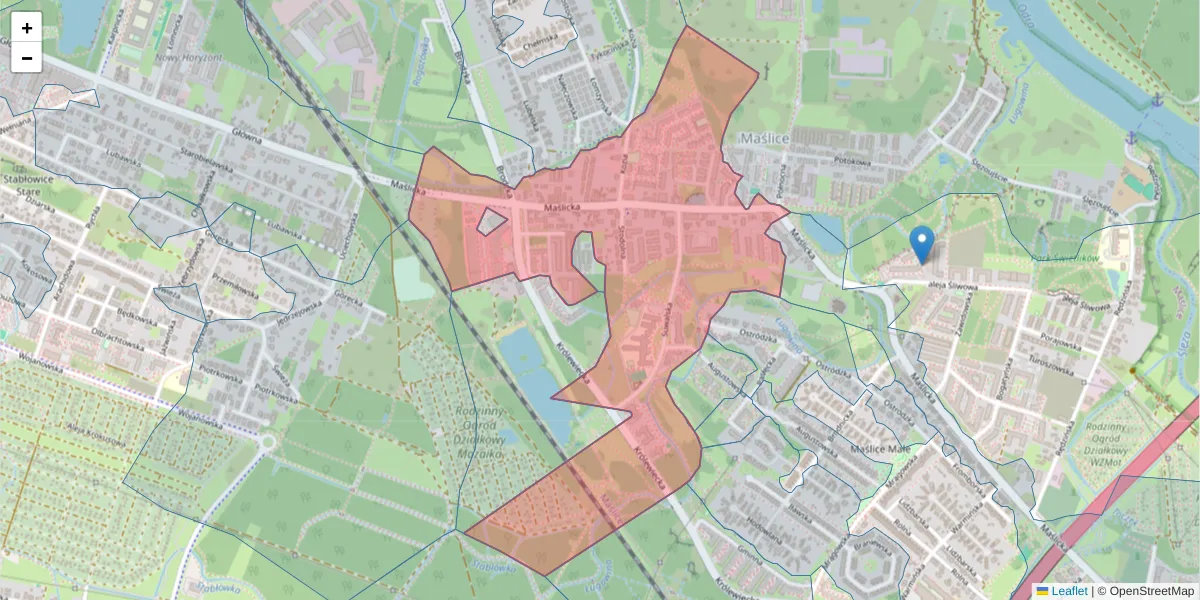 Szczegółowa mapa kodu pocztowego 54-104 z granicami, sąsiednimi kodami pocztowymi i urzędami pocztowymi