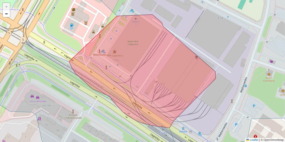 Szczegółowa mapa kodu pocztowego 54-205 z granicami, sąsiednimi kodami pocztowymi i urzędami pocztowymi
