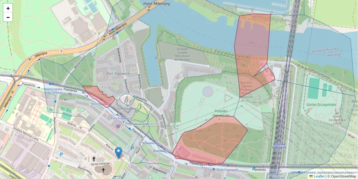 Szczegółowa mapa kodu pocztowego 54-236 z granicami, sąsiednimi kodami pocztowymi i urzędami pocztowymi