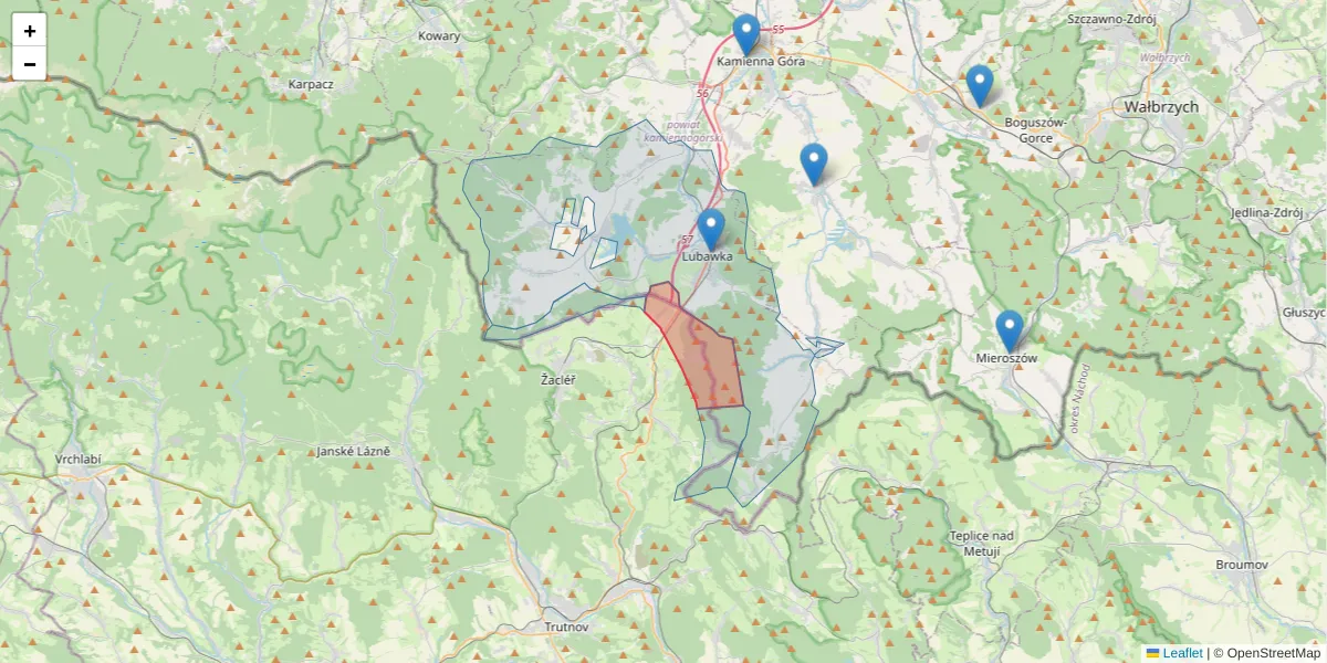 Szczegółowa mapa kodu pocztowego 54203 z granicami, sąsiednimi kodami pocztowymi i urzędami pocztowymi