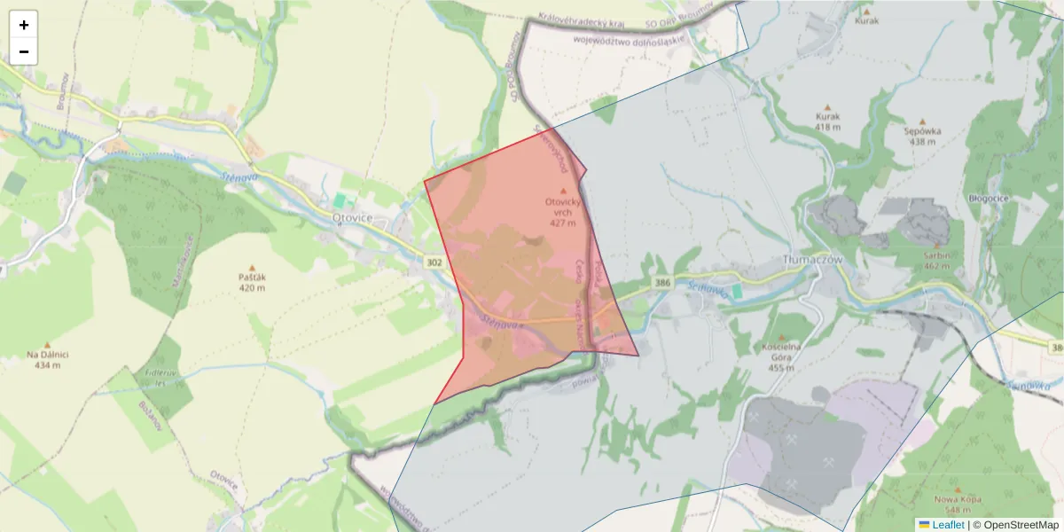 Szczegółowa mapa kodu pocztowego 54972 z granicami, sąsiednimi kodami pocztowymi i urzędami pocztowymi