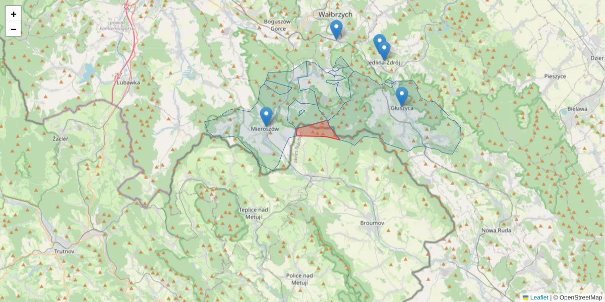Szczegółowa mapa kodu pocztowego 54983 z granicami, sąsiednimi kodami pocztowymi i urzędami pocztowymi