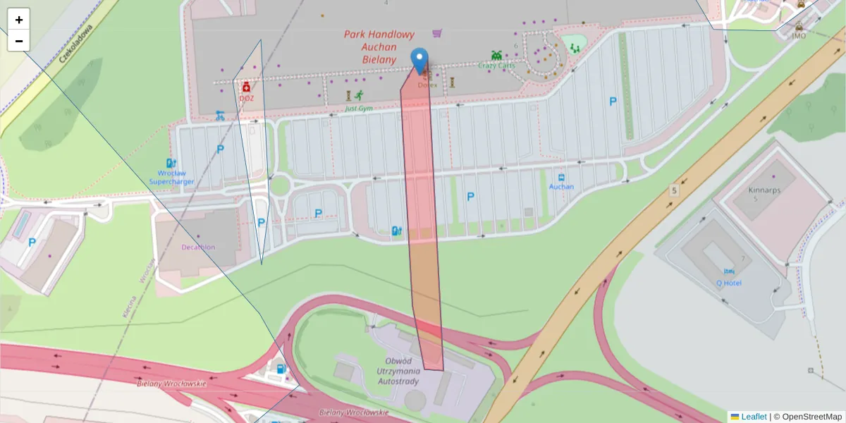 Szczegółowa mapa kodu pocztowego 55-077 z granicami, sąsiednimi kodami pocztowymi i urzędami pocztowymi