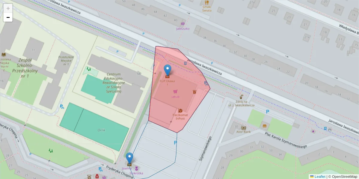 Szczegółowa mapa kodu pocztowego 55-203 z granicami, sąsiednimi kodami pocztowymi i urzędami pocztowymi