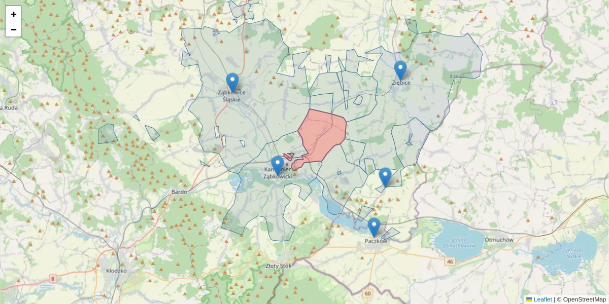 Szczegółowa mapa kodu pocztowego 57-240 z granicami, sąsiednimi kodami pocztowymi i urzędami pocztowymi